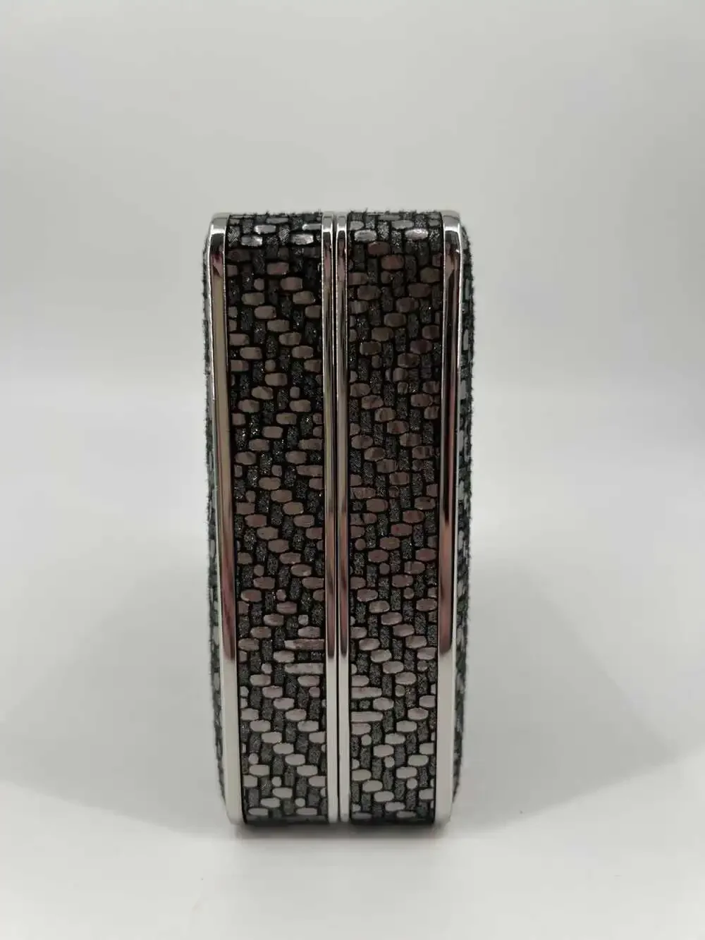 Michael Kors Metallic Silver Clutch | Textured Textile, Chain Strap, OS